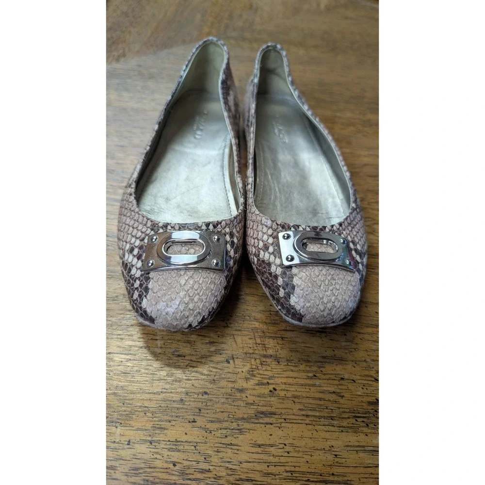 Coach Snake Print‎ Leather Vernon Ballet Flats Women's Size 5B Multicolor
